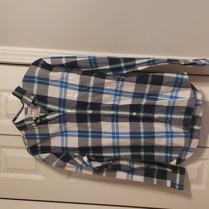Men's plaid button up top